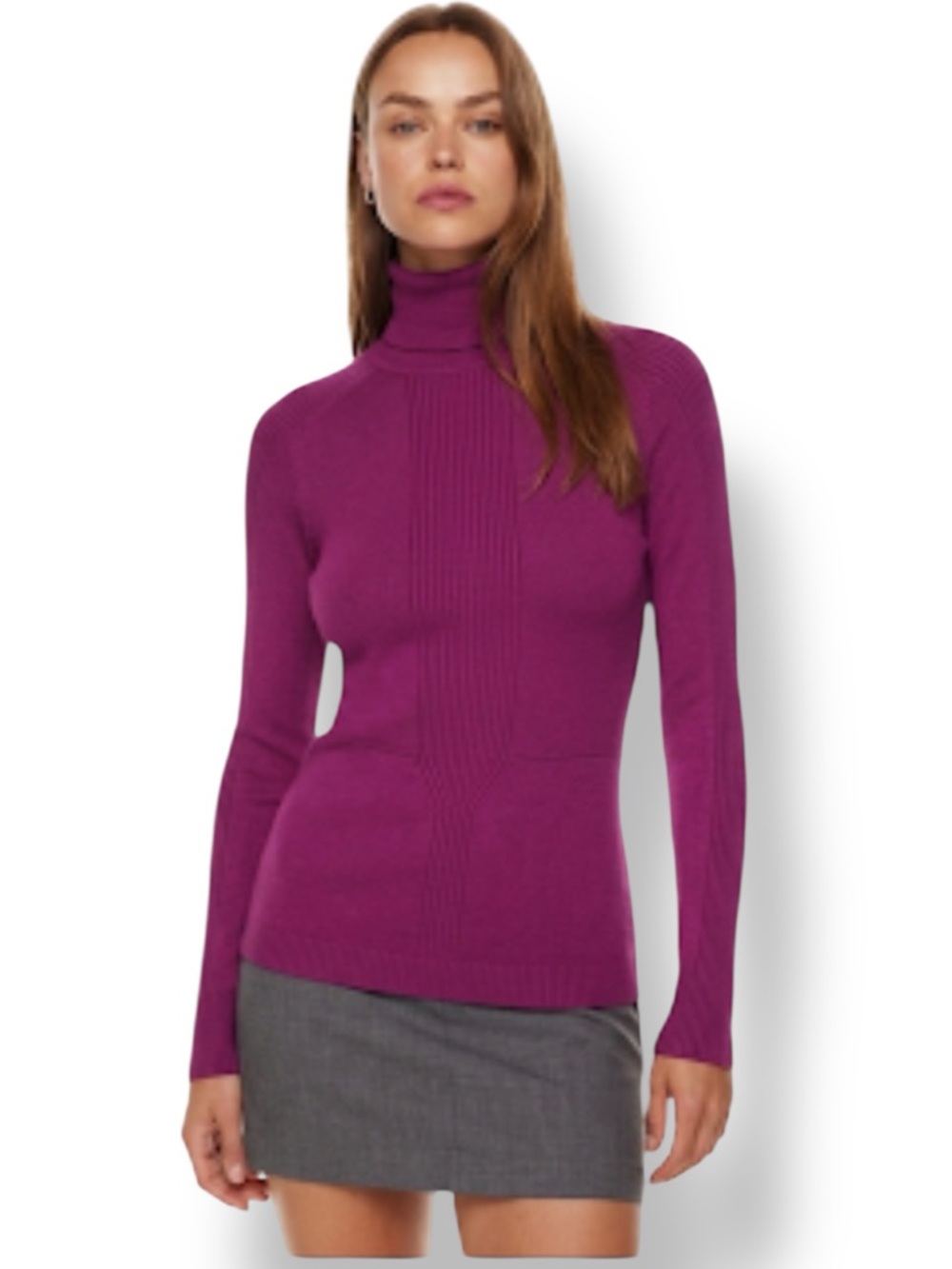 HUGO Boss Setaya Silk Cashmere Blend Turtleneck Sweater XS Plum